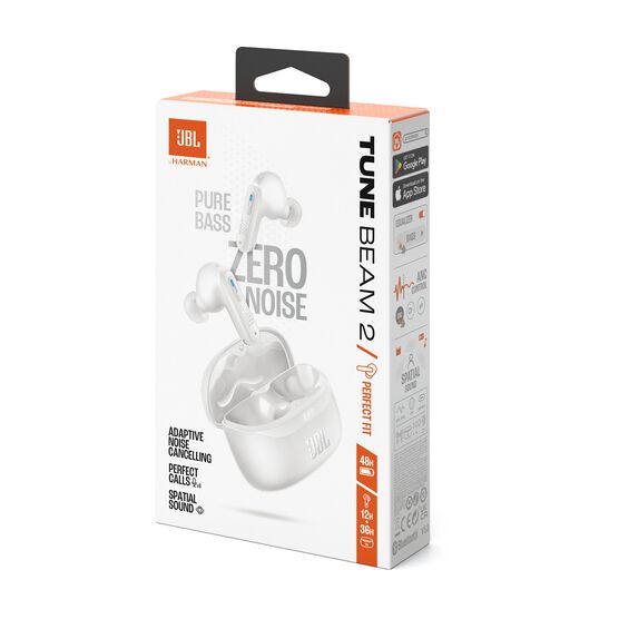JBL Tune Beam 2 - White - True Wireless Noise Cancelling Earbuds - Detailshot 15 JBL Tune Beam 2 - White - True Wireless Noise Cancelling Earbuds - Detailshot 15